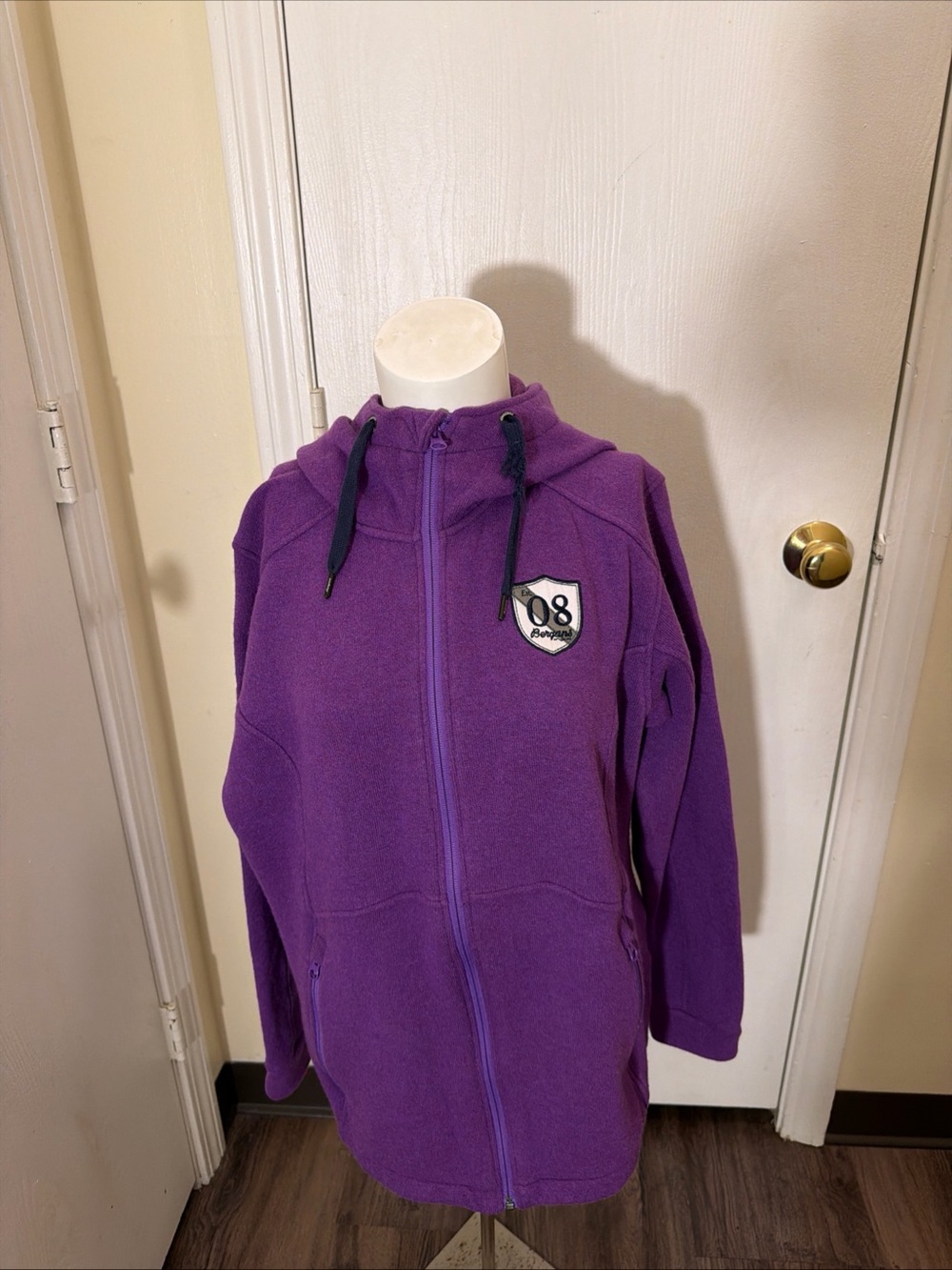 Bergans Of Norway Jacket Womens Sz XL Purple Wool Mogop Full Zip Hoodie Outdoor